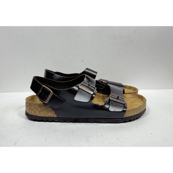Birkenstock Soft Footbed Milano Sandals Brown Leather Slip On Casual Men’s Sz 12 - Picture 1 of 8